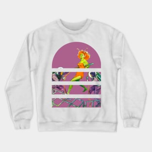 Alien Girl Green Retro Vintage Magic: Transforming Spaces with Fantasy, Sci-Fi, Art, and Comic Book Influences Crewneck Sweatshirt